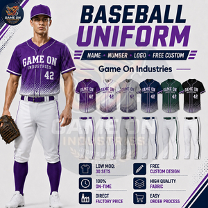 Ensemble assorti de vêtements de sport pour hommes : maillot boutonné et pantalon à passepoil, uniformes de baseball personnalisés par sublimation – Fournisseur de qualité - Product Image 2