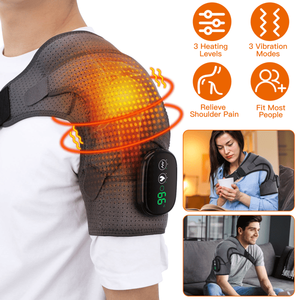 <b>USB</b> Rechargeable Cordless <b>Heated</b> Shoulder Massager 3 <b>Heat</b> Levels & 3 Vibration Modes Neck & Shoulder Pain Relief Brace - Product Image 1