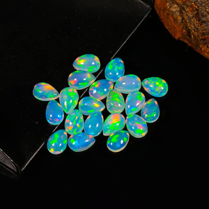 Opale blanche naturelle d'Éthiopie, cabochon en forme de poire, pierre précieuse en vrac 4x6mm, opale de feu arc-en-ciel Welo pour la fabrication de bijoux, vente en gros - Product Image 2