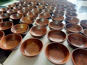 ชามไม้แกะสลักขนาดเล็กเป็นมิตรกับสิ่งแวดล้อม สำหรับงาน DIY ชามกลมขนาดเล็กแบบยังไม่เสร็จสำหรับของขวัญทางธุรกิจ ชามสลัดไม้กระถิน - Product Image 3