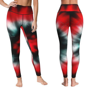 Leggings longs taille haute pour femmes, imprimé animal rouge, noir, blanc, extensibles, tricotés en spandex et polyester, style sportif, séchage rapide - Product Image 1