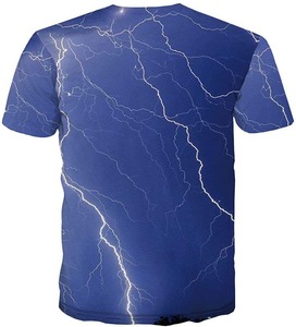 Camiseta de Hombre con Estampado de Rayos Azules, Manga Corta, Cuello Redondo, Corte Regular, Estampado Digital, Tejido de Poliéster - Product Image 3