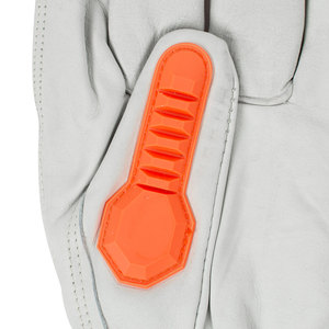 Gants de sécurité anti-coupure en cuir blanc avec paume en Kevlar et protections anti-choc orange, niveau de protection contre les coupures ANSI/ISEA 7 - Product Image 5