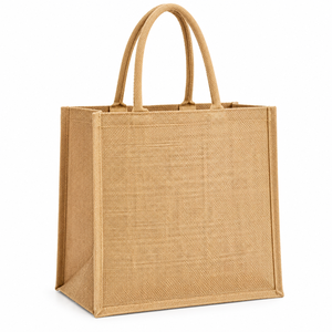 Custom Medium Jute Shopping <b>Tote</b> <b>Bag</b> <b>with</b> <b>Shoulder</b> <b>Strap</b> & Hand Handle for Reusable Gift Grocery Advertising Use - Product Image 1