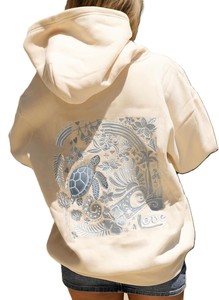 Sweat-shirt à capuche oversize crème avec poche étoile pailletée, coupe classique, en polaire, décontracté, unisexe, pour l'automne - Product Image 3
