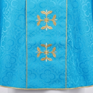 Casulla Litúrgica Religiosa Azul con Bordado de la Virgen María y Diseño de Cruz Dorada para Adultos, Vestimenta para la Adoración en la Iglesia - Product Image 3