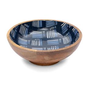 Bol de service rond en bois fait main au design moderne avec impression émaillée, vaisselle de mariage de haute qualité pour salades et soupes - Product Image 5