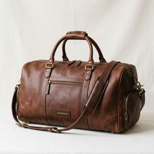 Sac de voyage en cuir véritable, sac de sport, sac de week-end, fabrication OEM, logo personnalisé, fournisseur, usine, 24 pouces - Product Image 6