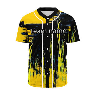 T-shirts Hipster Hip Hop à manches courtes, jersey de baseball uni de haute qualité, boutonné - Product Image 3