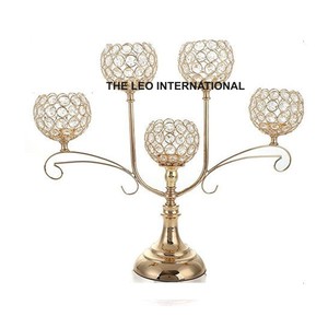 Trending Design Candelabra Stainless Steel And <b>Crystal</b> <b>Ball</b> Candelabra Prime Quality Customized Size Candle Jars For Home Decor - Product Image 2