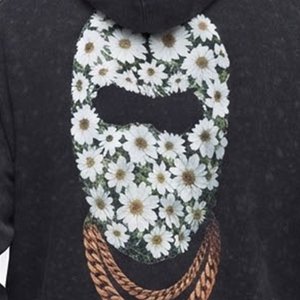 Sweat-shirt à capuche noir pour homme le plus vendu avec logo personnalisé, imprimé floral masque, style streetwear, en coton tricoté, coupe classique, pour l'automne - Product Image 5