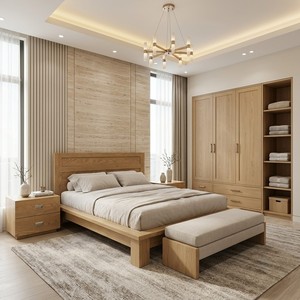 Juego de Dormitorio de 3 Piezas con Cama de Madera de Pino Personalizada, Diseño Moderno y Duradero, con Elegante Mesa de Noche - Product Image 1