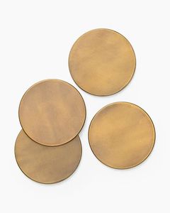 Luxury Handcrafted Reusable Metal <b>Coasters</b> Set in Box with Decorative Finish for Coffee Table and Beverage Use - Product Image 4