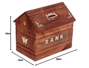 Bijou coffre au trésor Vintage tirelire bois coffre au trésor rustique petite banque à monnaie en bois décoratif tirelire économiseur d'argent - Product Image 6