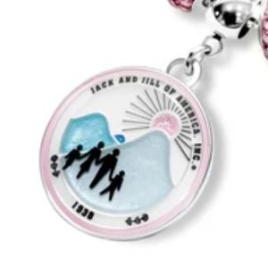 <b>Silver</b> Charm <b>Bracelet</b> with Pink and Blue Crystal <b>Beads</b> Round Medallion Pendant Elegant Women Fashion Jewelry Gift Accessory - Product Image 5