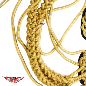 Gold Aiguillette with Shoulder <b>Board</b> Gold on <b>Black</b> Back Twisted Aiguillette with Metallic Golden Tip - Product Image 3