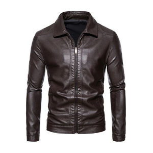Chaqueta de Cuero Genuino para Hombre, Chaqueta de Cuero de Moda con Cierre para Invierno, Chaqueta de Cuero Casual para Hombre para Primavera y Otoño - Product Image 3