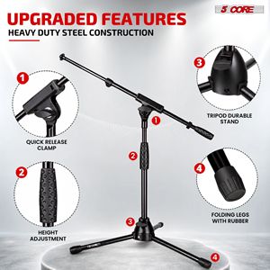 Support de microphone sur pied réglable avec bras télescopique - Product Image 6