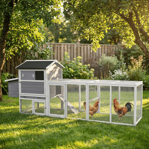 Gallinero Grande para Exteriores con Nido, Jaula de Madera Gris para Gallinas con Casa Principal, Conejera Impermeable, Jaula Premium para Animales - Product Image 1