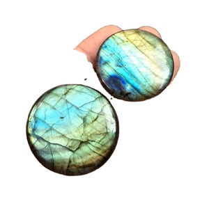 Gema Natural de labradorita para mujer, hecho a mano cabuchón suelto, forma redonda, joyería envuelta de alambre, venta al por mayor - Product Image 1