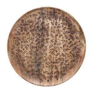 Plateau de service rond en bois de manguier de qualité supérieure gravé au laser Assiette de service en bois massif pour les collations, le dîner et le service de fruits - Product Image 1