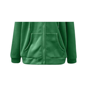 Sweat à capuche d'hiver pour femme 100% coton molletonné écologique respirant coupe-vent brodé surdimensionné avec logo frontal uni bleu foncé OEM - Product Image 3