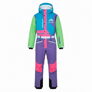 Combinaison de ski/snowboard imperméable, coupe-vent, imprimée, à capuche, avec fermeture éclair, professionnelle, pour sports d'hiver, avec logo personnalisé - Product Image 1