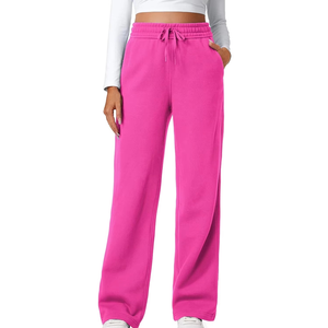 Hot Sale Pink Wide Leg Jogger Pants Mid Waist Elastic Loose Fit Full Length Casual <b>Fleece</b> Eco-Friendly Quick Dry 280g <b>Women's</b> - Product Image 6