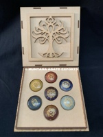 MUNTAHA AGATE - Set de Regalo de Cristal de 7 Chakras con Caja, Grabado con Forma de Árbol Sagrado, Calidad Premium, Amuleto para el Hogar, Bodas y Negocios