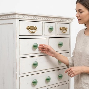 <b>Brass</b> Cabinet <b>Knob</b> Green Mosaic Pattern Modern Furniture Handle Eco-Friendly Durable Design for Wardrobe Kitchen Bedroom Drawers - Product Image 2