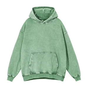 Custom Sage Green Acid Wash Hoodie Men Oversized Drop Shoulder Pullover <b>Vintage</b> Casual Streetwear <b>Sweatshirt</b> - Product Image 1