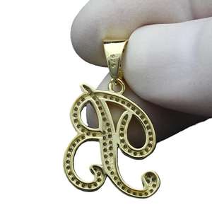 Colgante de letra B con incrustaciones de moissanita y diamantes, de plata de ley 925, sin cadena - Product Image 6