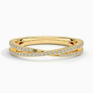 Twisted Diamond Band <b>Ring</b> Double Row Pavé Criss <b>Cross</b> Wedding Band Dainty Stackable Rose Gold <b>Ring</b> Elegant - Product Image 3