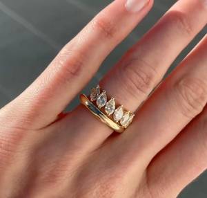 Anillo de eternidad con diamantes cultivados en laboratorio, corte pera, para mujer, oro sólido de 14K, regalo sorpresa para novias, ideal para fiestas de compromiso. - Product Image 1