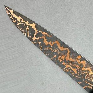 Couteau de cuisine artisanal haut de gamme en cuivre à motif damas avec manche en résine et bois, outil de cuisson professionnel pour chef, pour la maison - Product Image 6