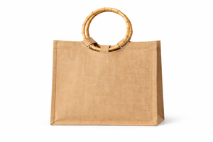 Bolso de Yute Ecológico con Asa de Bambú, Logotipo Personalizado, Bolsa de Compras Reutilizable, Bolsa de Regalo, Venta al por Mayor, Fibra Natural - Product Image 2