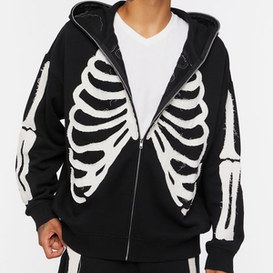 Venta al por mayor OEM: Novedad, sudaderas con capucha de forro polar 100% algodón transpirables para hombre, estilo único, bordadas, diseño con cremallera, personalizables. - Product Image 6