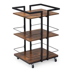 Carrello portaoggetti da salone a più livelli in ferro con ruote universali - Product Image 3