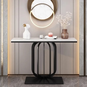 Mesa consola de diseño clásico con detalles de latón con pátina de bronce, mueble de pasillo de diseño contemporáneo. - Product Image 1