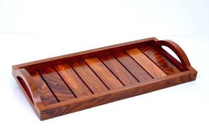 Home Decor Wooden Serving Tray Rectangle Handmade Polished Minimalist Design Solid Color Dishes & Plates Dinnerware Serving Tray - Product Image 1