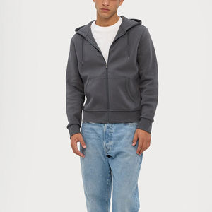 Sudadera con capucha azul marino de invierno con cremallera, personalizada, de poliéster/algodón, con estampado digital y abalorios, estilo urbano oversize - Product Image 5