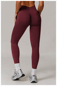 Leggings de yoga sans couture pour femmes, effet froncé aux fesses, taille haute, dos en V, pour la gym et le fitness, sans effet camel toe, OEM ODM, vente en gros - Product Image 6