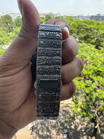 Montre-bracelet Hip Hop noire sertie de diamants Moissanite, prix de gros, avec Moissanite givrée, idéale pour un cadeau, passe le test du diamant