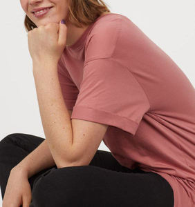 Cheap Price Women's <b>Rose</b> Pink Crew Neck Short Sleeve T-Shirt Regular Fit Solid Color Casual Jersey 100% Cotton Breathable All - Product Image 4
