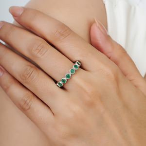 925 Solid Sterling <b>Silver</b> Genuine <b>Emerald</b> Full Eternity Band <b>Ring</b> For Women Anniversary Gift For Her Wholesale Price Jewelry - Product Image 2