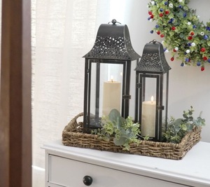 Decorative Customised Outdoor Indoor Glass <b>Candle</b> Lanterns Tall Farmhouse Floor & Hanging Set Of Metal & Glass <b>Candle</b> Lanterns - Product Image 1