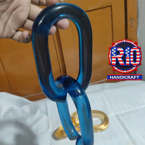 Sculpture murale en résine bleue à maillons de chaîne, très demandée, pour la décoration intérieure de la maison et des hôtels, en acrylique, trois maillons connectés - Product Image 1