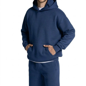 Men’s Premium Navy Blue Fleece Hoodie <b>Tracksuit</b> Set Custom Cotton Jogger Sweat Suit Casual Sportswear for Winter Gym Streetwear - Product Image 1
