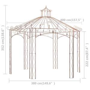 Pérgola o Gazebo de Hierro Forjado Marrón Antiguo, Elegante y Grande para Exteriores - Product Image 6