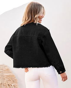 High Quality Two Tone Denim Jacket Women’s Fashion Warm Winter Outerwear Casual Fleece <b>Lined</b> Cropped <b>Jean</b> Jacket - Product Image 6